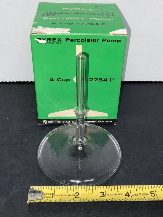 Pyrex NEW OLD STOCK Percolator Pump Range-top 4 Cup #7754 P Glass Corning Parts - Picture 2 of 5